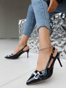 Women's Summer New Backstrap High Heel Sandals, Closed Toe Stiletto Sexy High Heels, Elegant Style - Black - View 4