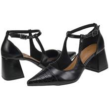 Women's Pointed Toe Pumps With Crocodile Buckle Block Heel 18300 - màu đen - Xem 4