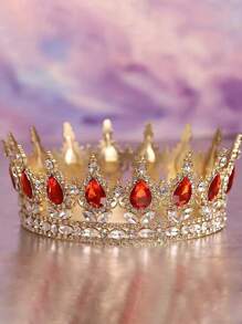 1 pieza Corona nupcial de estilo vintage de aleación con cristales , tocado con cristal en forma de gota para fiesta de cumpleaños, diadema de reina para disfraz