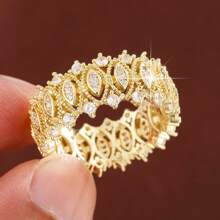 1pc Unique Eye-Shaped Design Cubic Zirconia Embellished Women Ring - Multicolor - View 5