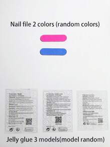 24 件中号棺材假指甲，复古闪光渐变设计，含 1 件果冻凝胶和 1 个指甲锉，适合音乐节、派对、舞蹈和日常佩戴，可拆卸和可重复使用按压指甲美甲用品 - 彩色 - 查看 5