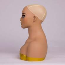 JINGFA PVC Mannequin Head With Shoulder Display Manikin Head Bust For Wigs,Makeup,Beauty Accessories 2PCS - 棕色 - 查看 4