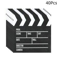 20 件电影拍板餐巾，电影场记板，电影主题之夜派对装饰品，非常适合生日主题派对 - 彩色 - 查看 10