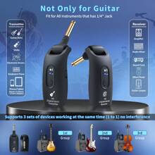 Wireless Guitar System 2.4GHz Built-In Rechargeable Lithium Battery 270° Rotatable Audio Wireless Transmitter Receiver For Acoustic Guitar Bass Violin Keyboard Electric Instruments, Black - màu đen - Xem 6