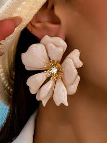 1 Paar elegante und vielseitige Ohrstecker mit Emaille und Kristallblumen, geeignet für Partys, Treffen, Bankette, als Geschenk für Frauen