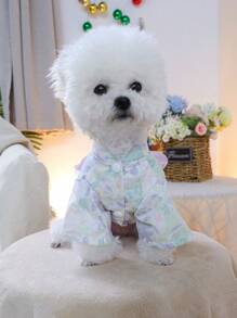 1pc Pet Clothes, Cute Stylish Sakura Dream Kimono Outfit For Small Dogs & Cats - Purple - View 3