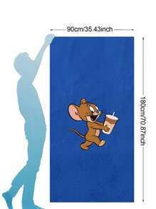 TOM AND JERRY. 1 pieza Toalla de playa con estampado de dibujos animados Tom y Jerry, suave y cómoda para el hogar, el baño, niños y adultos, natación