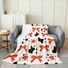 Cartoon Crown Blanket 30x40, Cute Bow Knot Microfiber Throw Blanket, Kawaii King Queen Printed Fleece Blanket For Sofa Bed, Yellow Blue Flowers All Seasons Fuzzy Blanket