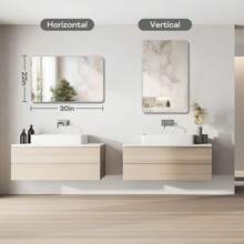 **22"X30" Brushed Nickel Frame Bathroom Mirror - Rectangular Wall Mirror With Rounded Corners, Tempered Glass, Shatter-Resistant, Rust-Proof - Suitable For Horizontal Or Vertical Hanging - Silver** Home Bathroom Decor