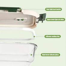 1pc Borosilicate Glass Lunch Box With Lid - Microwave Friendly Food Prep Container, Durable Leak-Proof, Multipurpose Storage For Home & Office, Various Sizes & Compartments Available - Multicolor - View 5