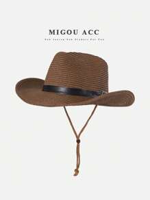 1pc Fashionable Unisex Panama Style Hat, Versatile For Spring/Summer Outdoor, Beach, Travel, Sun Protection, Suitable For Hiking, Vintage, Cowboy, And More