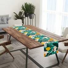 1PC Bohemian Palm Leaf Table Runner, Kitchen Table Decoration, Watercolor Tropical Plants Green Leaf Table Towel For Indoor Outdoor Family Holiday Wedding Birthday Party Decoration