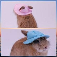 Cute Pet Hats, Decorated Velvet Cap, Rabbit & Hamster Fabric Cap, Pet Sun Hat, Rabbit Decor Headwear With Ear Holes, Adorable Little Pet Heawear