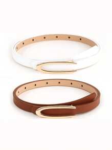 DAZY 1/2/3/4条装极简U型扣女士细腰带，优雅高端设计，适合搭配连衣裙，用途广泛，可用于休闲、工作、夏季送礼、秋季上学、万圣节等场合。 - 彩色 - 查看 14