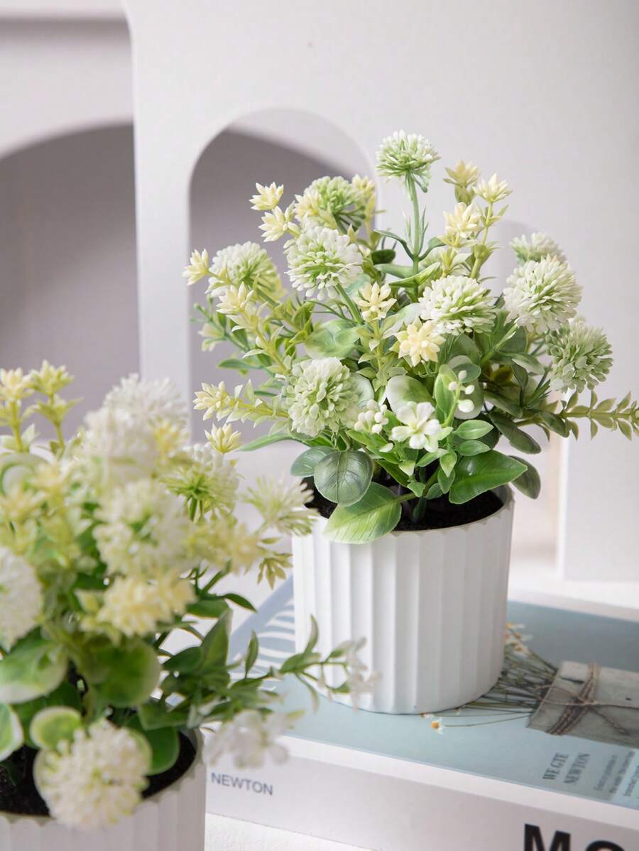 Artificial Plant Potted Decor, Dandelion PP Flower Pot, Landscape Decor, PP Material, PE Material, Green, Desktop Decor, Home Decor, Garden Decor, School, Dorm, Office Decor, Outdoor, Party, Event, Holiday, Birthday Graduation Gift