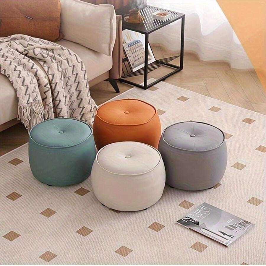 1 件式矮凳，简约家用木制长凳，优雅客厅沙发边咖啡桌脚凳，门厅换鞋矮凳储物收纳架 - 彩色 - 查看 1