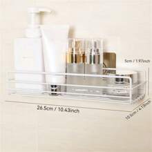 1 件铁制厨房收纳架，壁挂式浴室收纳架，方形加固，坚固无缝整理架，收纳架