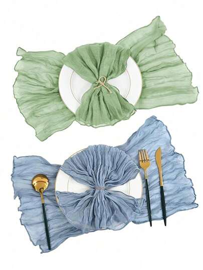 5 pezzi/50 pezzi Tovaglioli ruvidi 50cm x 50cm, Sottopiatti in stile bohémien con bordi arricciati, ideali per matrimoni, cene, uso domestico quotidiano, decorazioni per feste