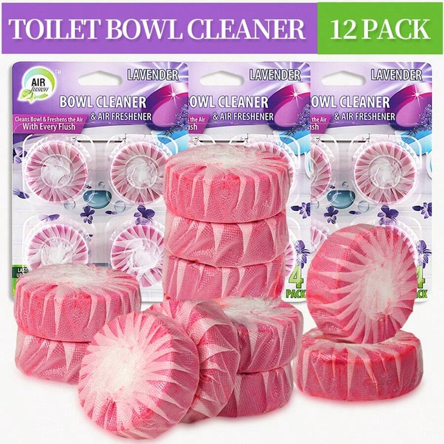 12 Pack Automatic Toilet Cleaner Tablets, Easy Use For Home Hygiene, Powerful Toilet Bowl Cleaners For Tough Stains, Long-Lasting Deodorizing, Fresh Scent - LAVENDER-12 Pack - 查看 1