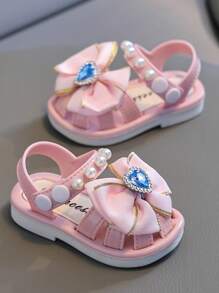 Toddler Girls' Close-Toe Sandals, 0-4 Years Old, Anti-Kick & Anti-Collision, Baby Prewalker Shoes, Kindergarten Princess Shoes, Spring & Summer New Soft Bottom Anti-Slip Fashion Baby Girls Sandals - Dusty Pink - View 3