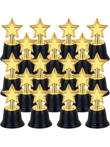 2 件迷你金星奖杯奖品 - 塑料金星奖杯，适用于派对礼品、礼品袋、奖励和体育比赛 - 彩色 - 查看 6