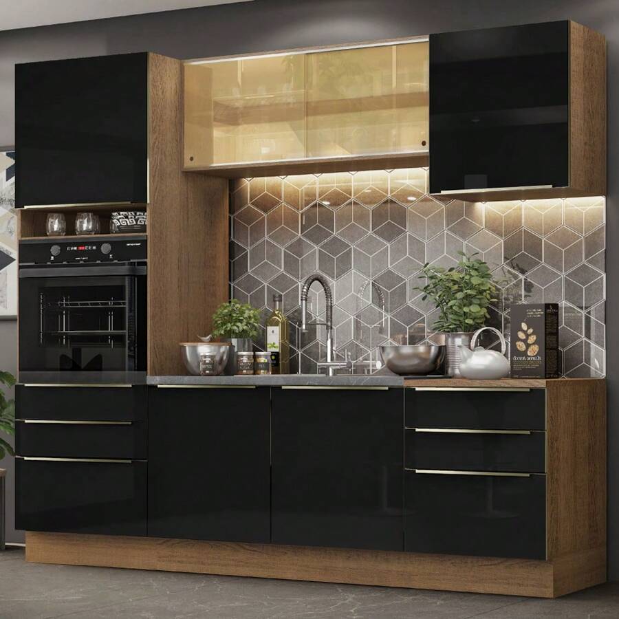 Madesa Gabinete Integral Completa 240cm Lux Color Marrón/Negro 02 - Marrón y negro - Ver 1