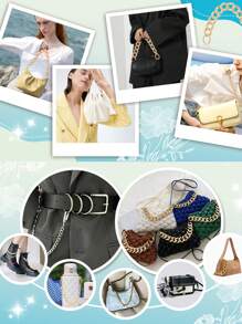 1pc 12 Inch Silver Short Purse Extender Chain Flat Chain Strap Metal Bag Strap Replacement For DIY Metal Shoulder Hand Bag Wrist Bag Extended Crossbody Bags Decorations Purses Beach Vacation - Black - View 8