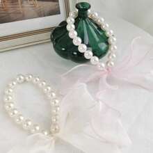 1 件/2 件装饰性窗帘系带，带仿珍珠蝴蝶结，DIY 窗帘系带夹，适用于客厅、办公室家居装饰