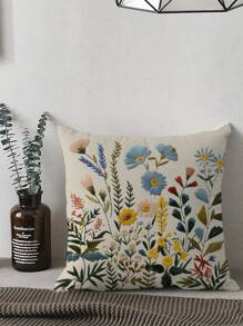 Bộ 2 vỏ gối trang trí họa tiết hoa, kiểu thêu truyền thống, chất liệu polyester mềm mại, có khóa kéo, giặt máy được, phù hợp cho phòng khách, phòng ngủ, ghế sofa - Màu hồng, xanh dương, vàng, xanh lá cây - Không thêu - Nhiều màu - Xem 8