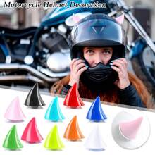 2 piezas Cuerno de goma decorativo en forma de cuernos lindos para casco de motocicleta todo terreno de cara completa, accesorios para motocicleta y automóvil - Unitalla - Ver 2
