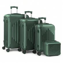 Lightweight Multifunctional Travel Suitcase With 360° Spinner Wheels, 4 Pieces, 12/20/24/28 Inch, Durable Hard Shell, Corner Protection - Dark Green - View 2