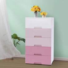 HOHOBLA Ringmaster Plastic Drawers Dresser 5 Tier Storage Tower With 5 Drawers,Storage Organizer Rack Clothes Storage Cabinet Closet For Storing Clothes,Towels,Toys (Gradient Pink) - Pink - View 3