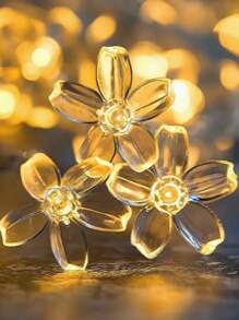 1 pieza 1.5M/10LED, 3M/20LED, 6M/40LED Luces de cadena de flores de cerezo transparentes, linda luz de hadas de Sakura con pilas, iluminación romántica de flores artificiales, luces decorativas perfectas para vacaciones, fiestas, San Valentín, Navidad, decoración de invierno para el hogar