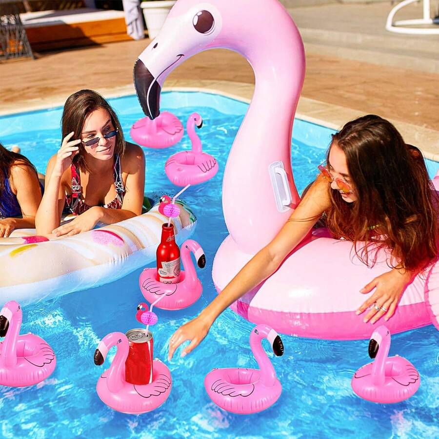 1/4pcs Cute Inflatable Drink Holder Stand, Reusable Inflatable Coaster For Swimming Pool Party, Birthday And Holiday Party Decoration - Multicolor - View 1