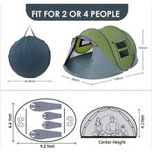 4 Person Easy Pop Up Tent, Waterproof, Automatic Setup, 2 Doors, Instant Family Tent For Camping, Hiking, And Traveling