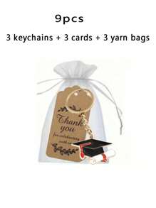 9/15 件毕业钥匙扣礼物，毕业纪念礼物（附感谢卡、金属励志钥匙扣和欧根纱袋）、汽车吊坠、包袋装饰链，适合派对礼物和毕业纪念礼物 - 彩色 - 查看 6