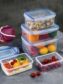 1pc/3pcs/4pcs Large Capacity Sealed Food Storage Container, Transparent PET Material Lunch Box For Home - Multicolor - View 2