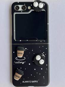 Funda plegable para teléfono 3D con bola de carbón, elegante y práctica, de alta calidad y protección para: Galaxy Z Flip 3/Z Flip 4/Z Flip 5/Z Flip 6, Oppo Find N2 Flip, Oppo Find N3 Flip - Negro - Ver 8