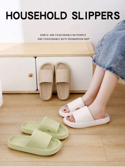 3cm Thick Sole Unisex Slippers, Comfortable Minimalist Soft Bottom Non-Slip Casual New Indoor Outdoor Bathroom Slippers, Couple Style