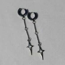 1 par de pendientes con colgante de cruz y estrella, estilo gótico. Pendientes de remache con Charm punk para mujeres, accesorio de moda coreano
