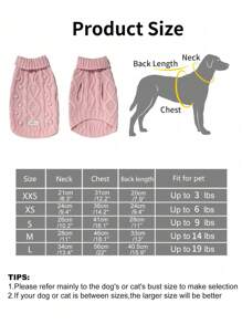 PETSIN UFBemo 宠物毛衣高领套头衫，柔软轻便的材质，透气可爱的绒球针织毛衣，适合猫和小型/中型犬 - 粉色 - 查看 7