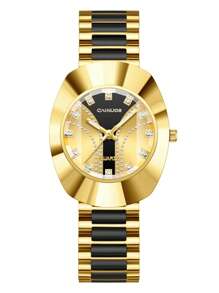 CAINUOS 2 件/套 CAlunuos 金色手表和豪华手表 - 带水钻表盘的手表，男女情侣的豪华礼物 - 金色 - 查看 9