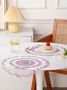 WGROOM 1pc/4pcs Polyester Embroidered Placemats For Kitchen, Dining Room, Table Decoration, Heat Insulation, Anti-Scratch, Anti-Dust, Suitable For Wedding, Party, Gift, Birthday, Christmas - White - View 4