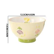 手绘浮雕陶瓷大容量饭碗，精美家用餐碗，可爱食物/沙拉碗 - 彩色 - 查看 6