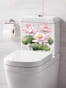 1pc Home Decorations Lotus Flower Toilet Lid Decals Self-Adhesive Ceramic Toilet Tank Sticker, Floral Home Decoration, Single Use Door Decal With Square Shape And Embellishments, Vinyl Decal For Home Decorations, Toilet Decoration Items Refresh Your Home Gifts Birthday Graduation Room Decor Wall Decor Bathroom Decor Bedroom Decor Room Decoration Stuff Living Room Decor House Decor Home Decor Living Room Wall Art Wall Paper Stickers Personalised Stickers