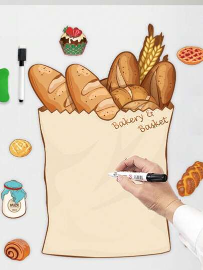 磁性白板冰箱便签贴纸，可擦除留言板，个性化创意装饰（随机橡皮擦颜色）最佳礼物