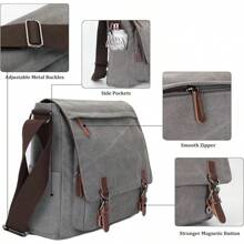 Canvas Messenger Bag For Men Women,Travel Satchel Shoulder Bag 15.6 Inch Laptop Bag Briefcase Business