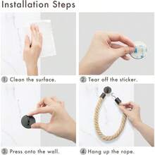 1PC Vintage Rope Towel Holder – Creative Wall Mount Towel Rack For Bathroom & Kitchen, Space-Saving Hanging Organizer With Suction Cup/Screw Fixing, Pastoral Farmhouse Home Decor, Waterproof Rustic Towel Hanger For Any Wall - Brown Hemp Rope Tissue Holder - View 4