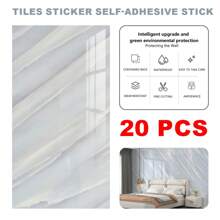 20PCS Self-Adhesive Black Marble PVC Cladding Wall Panels For Kitchen Bathroom Carnival Home Sticker - 水鴨藍 - 查看 8
