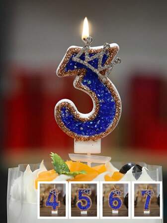 0-9 Number Decorative Candles, Blue Rhinestone Crown Decorative Candles, Birthday Cake Decorations, Party Candles, Atmosphere Party Supplies, Romantic Party Supplies, Birthday Candles, Valentine's Day, Solo Party, Graduation Party, Mother's Day, Father's Day, Easter, Football Party, Adult Gifts, Birthday Party, Etc. Cake Decorations, Baking Decorations, Creative Numeric Birthday Candles, Cake Birthday Decorative Candles, Valentine's Day Decor, Handmade DIY Gifts. A Handwritten Greeting Card As A Gift Is Included.